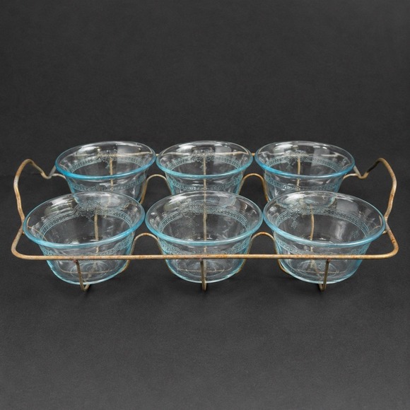 Metal Racking Blue FireKing | Dining | Vtg Fire King Philbe Sapphire Blue Custard Cups Set ...